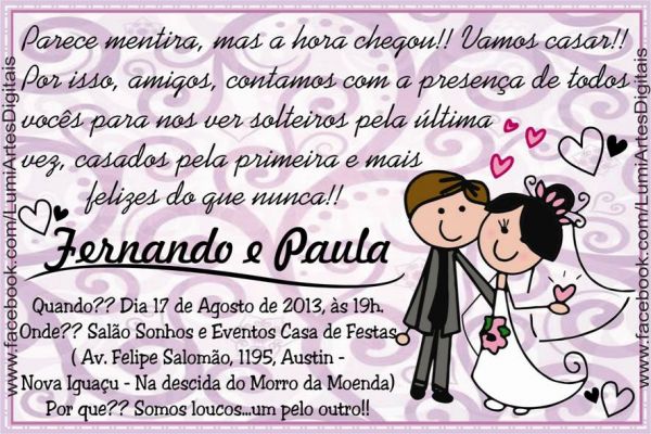 50 Convites de Casamento (10x15cm)